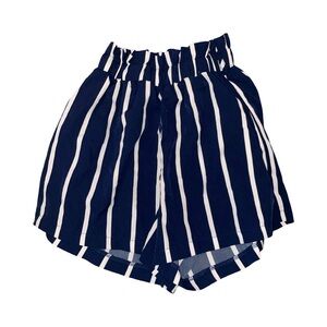 SHEIN Navy and White Striped High Waist Shorts
